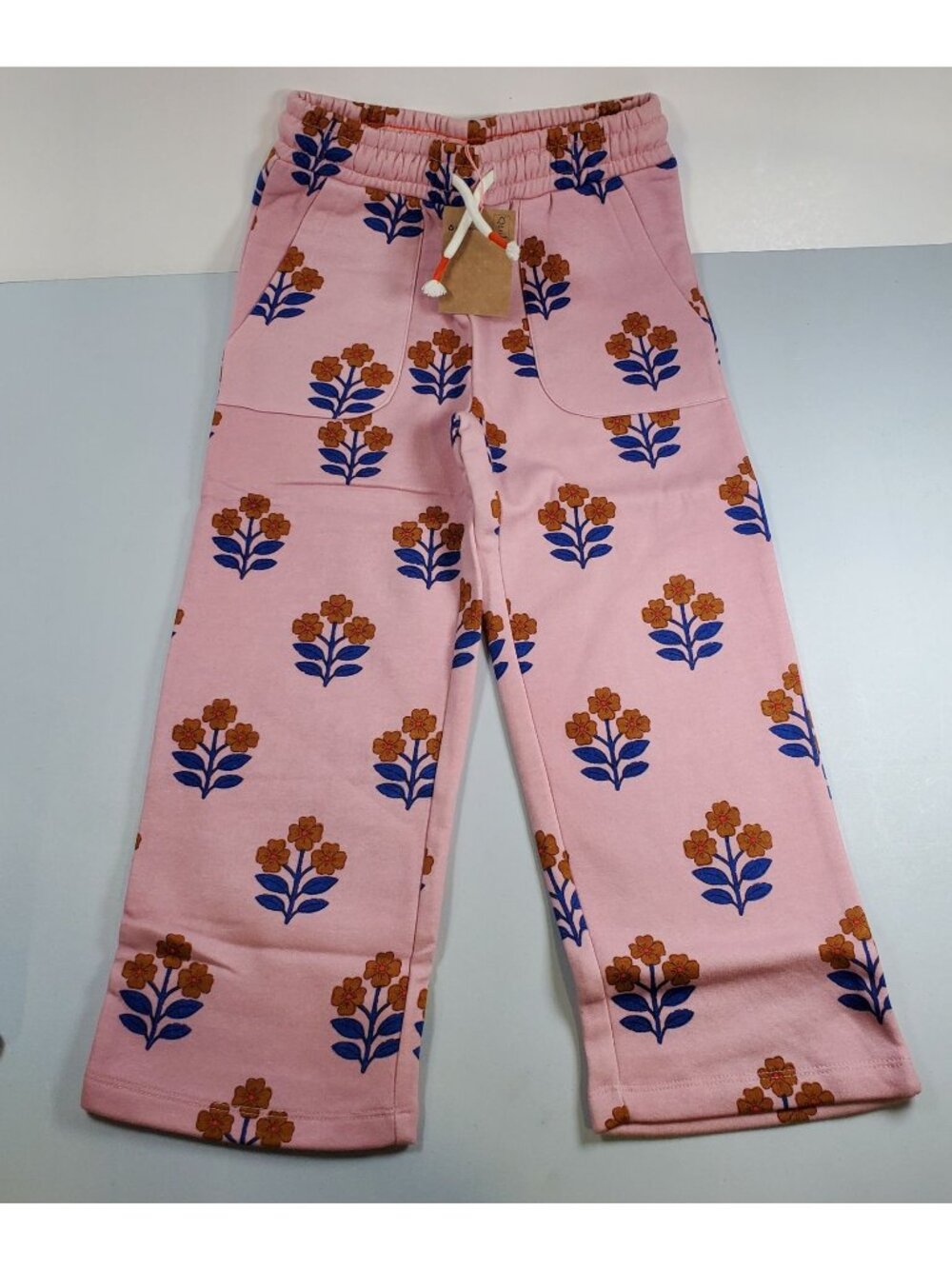 Mini Boden Floral Print Wide Leg Sweatpants Girls Size 5 - 6 Y NWT Boho Pink
